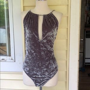 OUT FROM UNDER VELVET LIKE BODYSUIT, Size Medium